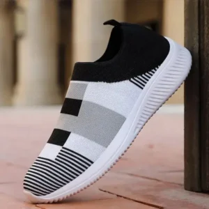 Aabhadesigner Women Casual Knit Design Breathable Mesh Color Blocking Flat Sneakers